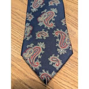 Men's Silk Necktie Tie Christian Dior 100% Silk Necktie Tie Paisley Blue Red